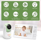 VTech Video Baby Monitor with 7" Color LCD Screen, Rechargeable Battery, Video Streaming, Audio Streaming, Pan-Tilt-Zoom, Touch Multi-Color Night Light, Two-Way Talk, Long Range: Advanced Max Green