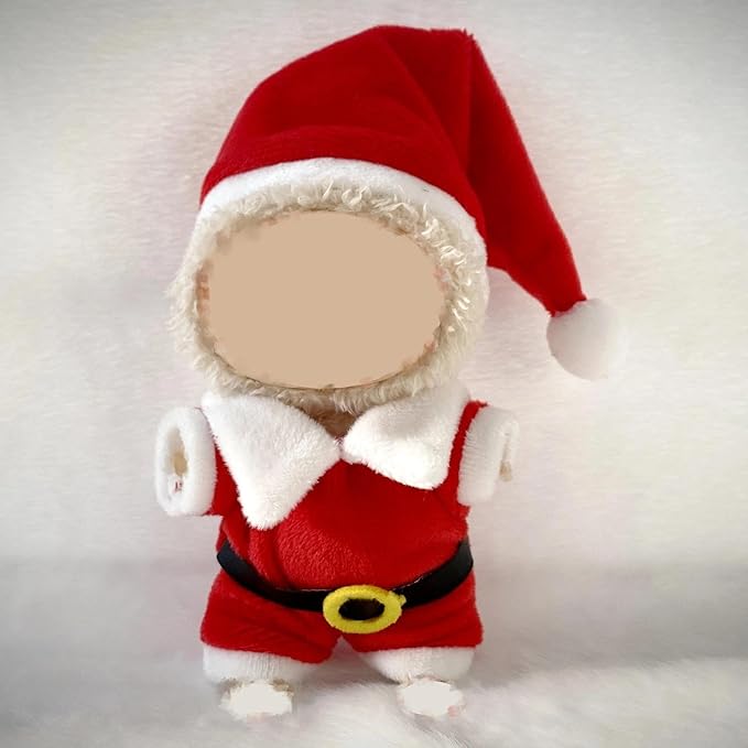 Christmas 17cm Doll Clothes Outfit Set (No Doll) Cute Christmas Clothes Accessories for 15-17cm Dolls Outfit Fashion Handmade Cloth Accessories Outfits Stylish(Santa Suit )