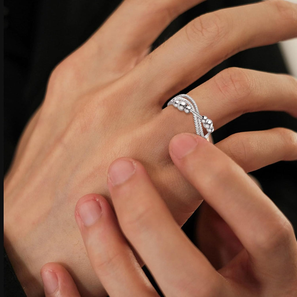 INFUSEU Funny Spinner Fidget Rings for Women Girls Anti Anxiety Stress Worry, Adjustable Size