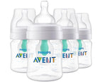Philips Avent Anti-Colic Bottle with AirFree Vent, 4oz, with Flow 1 Nipples, 0m+, 4pk, Clear, SCY701/04