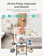VistaView Lite RB Smart WiFi Baby Monitor with 2 Cameras - 4” 720P Split Screen & 1080P Camera App Control, Motion Alerts, 2500mAh Removable Battery, Night Vision, Multi-User, Triple Security
