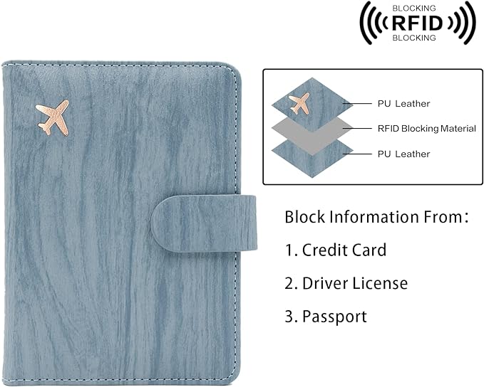 Melsbrinna Rfid Passport Holder for Travel women/Men, Cute Passport Wallet Rfid Blocking Card Slots, Rfid Passport Cover/CaseTravel Wallet, Passport Book Holder (1, Blue1)