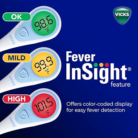 Vicks SpeedRead Digital Thermometer for Baby, Kids & Adults, Color-Coded Readings, Oral, Baby Rectal Thermometer or Under The Arm, Water Resistant