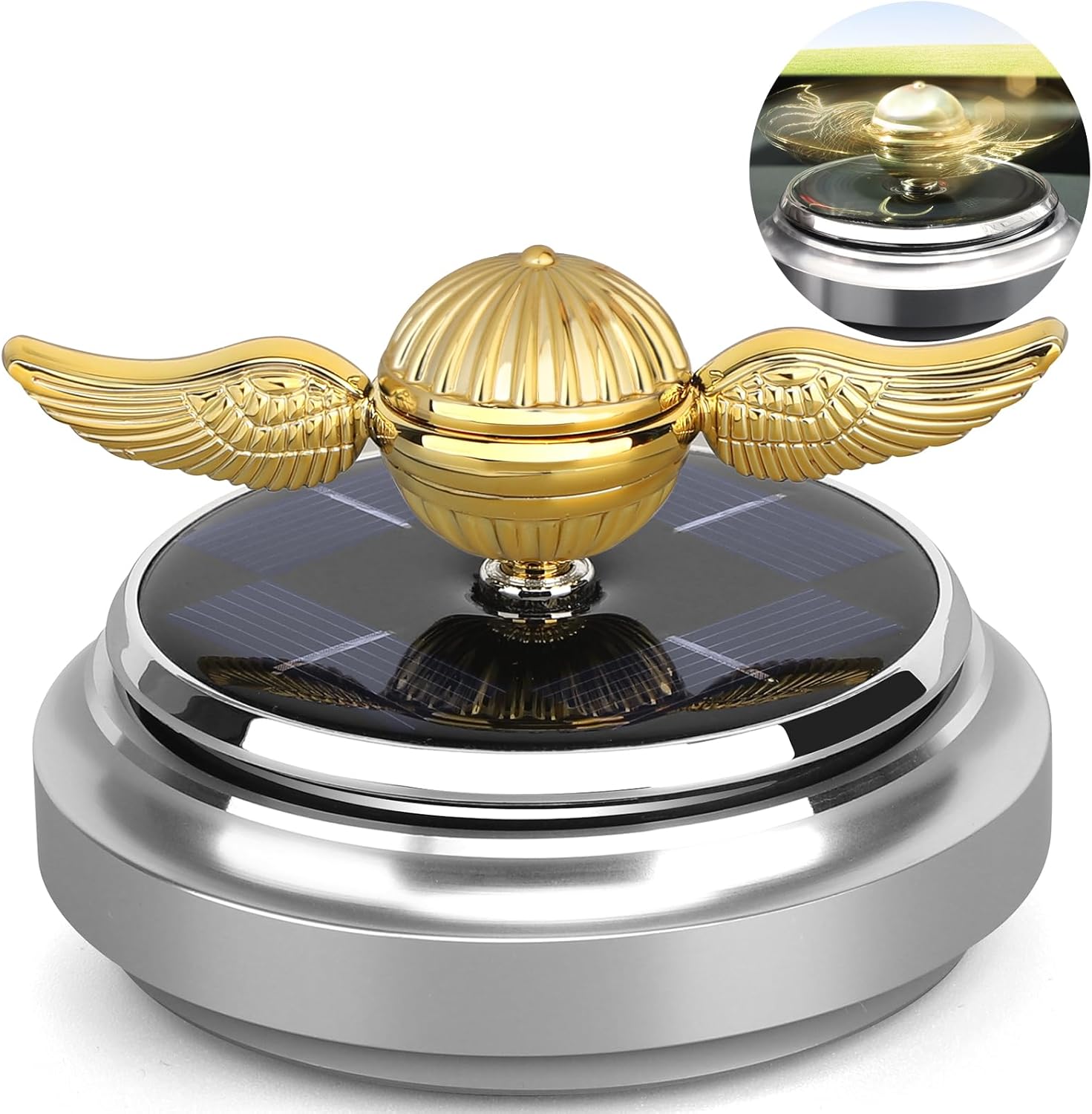 Golden Fidget Spinner Toy Solar Energy for Kids Adults, Car Dashboard Decoration Powered by Sunshine, Cool Science Kit Spinning Top with Solar Panels, Preimium Gift for Boyfriend Friend Men Women