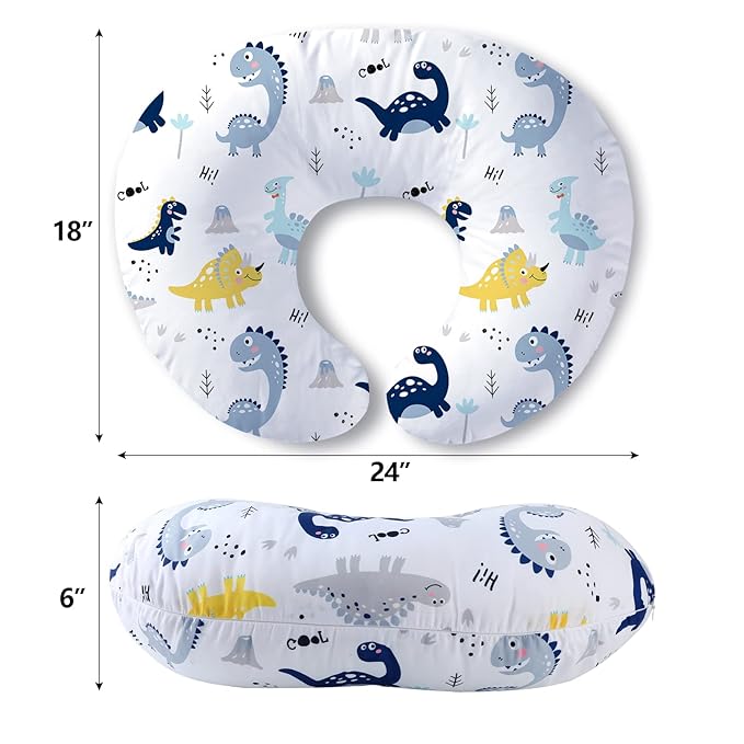 Plushii Nursing Pillow, Breathable Nursing Pillows for Breastfeeding, Breast Feeding Pillows for Mom, Breastfeeding Pillows for Bottle Feeding, Tummy Time, Sitting Support - Dinosaurs World