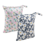 ALVABABY 2pcs Cloth Diaper Wet Dry Bags Waterproof Reusable with Two Zippered Pockets Travel Beach Pool Daycare Soiled Baby Items Yoga Gym Bag for Swimsuits or Wet Clothes L0821