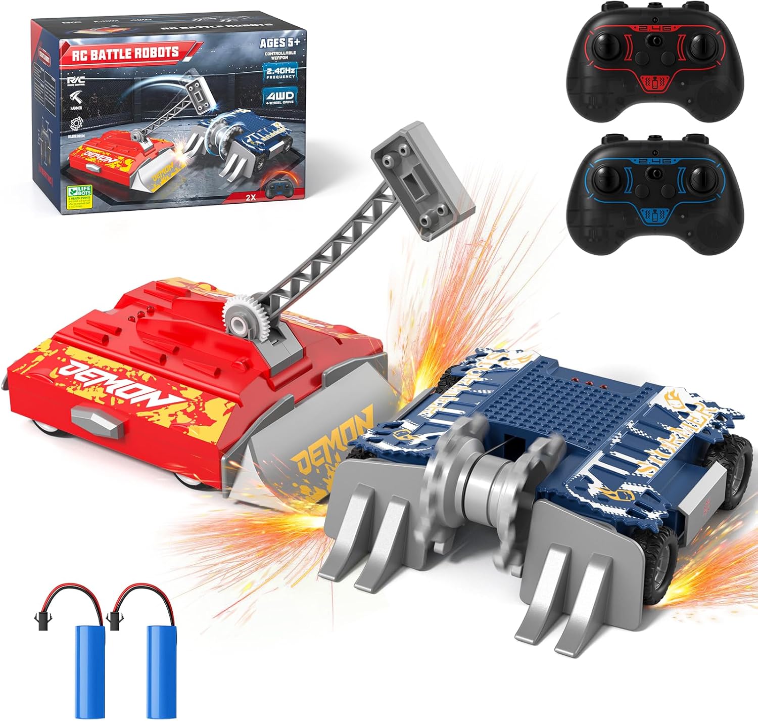 Remote Control Battle Robots, RC Fighting Robots Toys for Kids, Combat Robot STEM Toys, 4WD 2.4 GHz Remote Control Robot Set Birthday Gifts for Boys and Girls Age 5 & Up