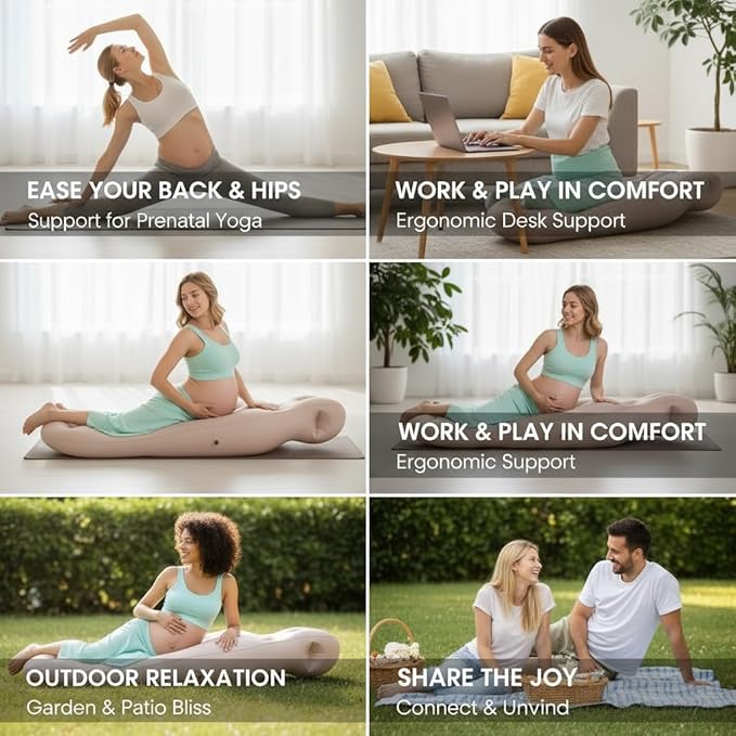 Inflatable Pregnancy Pillow - Full Body Maternity Airbed with Belly/Head Hole, Relieves Back Pain- Pregnancy Belly Pillow- Comfortable Support for Pregnant Women