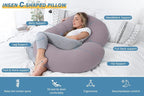 INSEN Pregnancy Pillows for Sleeping, Maternity Pillow with Cooling Cotton Cover, C Shaped for Pregnant Women (Purple Jersey)