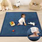 1.3" Thick Baby Play Mat for Floor, 39x59 Foam Tummy Time Mat, Padded Support Soft Plush Nursery Rug for Infant Kids Toddler Crawling Kick Activity (Royal Blue)
