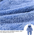 Baby Fleece Jumpsuits Infant Bear Ear Snowsuit Newborn Hooded Romper Warm Coat