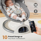 Electric Baby Swing and Portable Bluetooth Infants Swing with Music Speaker, 5 Sway Speeds, 3 Seat Positions, and Remote Control for Indoor Use Boy Girl