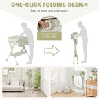 BABY JOY Portable Baby Changing Table, Foldable Diaper Changing Station w/Wheels, Adjustable Height, Large Storage Rack, Water Basin, Safety Belt, Mobile Nursery Organizer for Newborn Infant (Green)