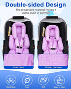 Infant Car Seat Insert with Shoulder Pads & Crocth Covers, Ultra Thick Carseat Head Support for Infant, Reversible Car Seat Insert for Newborn, Baby Car Seat Cushion for Stroller, Swing, Bouncer