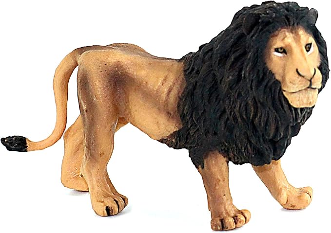 FUNSHOWCASE African Jungle Animals Lion with Dark Manes Toy Figure Realistic Plastic Figurine Height 3.1-inch