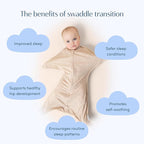 SleepingBaby Zipadee-Zip Transition Swaddle - Cozy Baby Swaddling Blanket with Zipper Convenience - Roomy Wearable Blanket for Easy Diaper Changes - 12-24 Month - Balanced Beige Heather