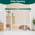 BABELIO 36" Tall Baby Gate, 29-48" Auto Close Pressure Mounted Dog Gate for Stairs, Doorways & Hallway, Protector Basics Easy Walk Thru Pet Gate, Metal Child Gate with 2*Y Spindle Rods, White