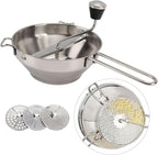 Stainless Steel Food Mill With 3 Milling Discs - Rotary Food Mill for Tomato Sauce, Applesauce, Puree, Mashed Potatoes, Jams, Baby Food