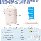 Breastmilk Cooler Bag with Ice Pack Fits 6 Baby Bottles Up to 9 Ounce