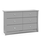 Storkcraft Crescent 6 Drawer Double Dresser (Pebble Gray) – GREENGUARD Gold Certified, Nursery Dresser for Kids Bedroom