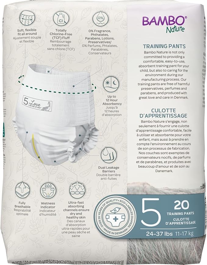 Bambo Nature Premium Training Pants (SIZES 4 TO 6 AVAILABLE), Size 5, 200 Count