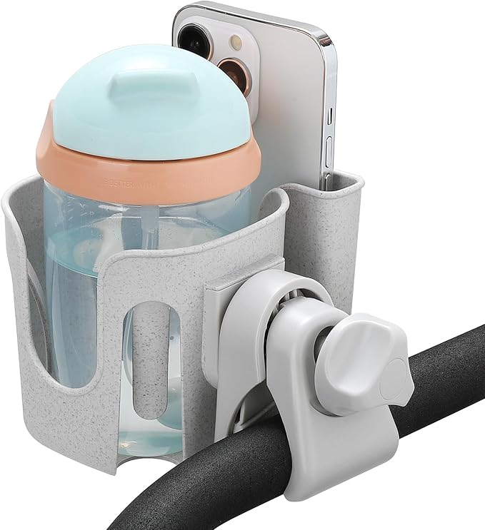 Accmor Stroller Cup Holder with Phone Holder, Bike Cup Holder, Universal Cup Holder for Uppababy Nuna Doona Strollers, 2-in-1 Cup Phone Holder for Stroller, Bike, Wheelchair, Walker, Scooter