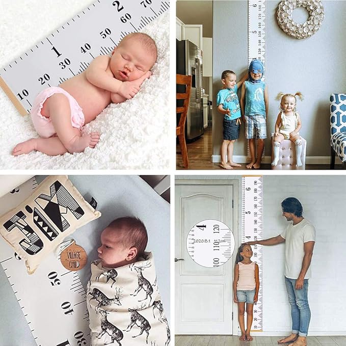 Growth Chart Wall Hanging, Portable Kids Wall Ruler Removable Height Measure Chart for Boys Girls Growth Ruler from Baby to Adult for Child's Room Decoration 79''7.9''