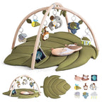 Infant Activity Center for Newborn to Develop Motor Cognition Leaves Leaf-Shaped Baby Play Gym & Activity Mat Extra Large Tummy Time Mat with 8 Detachable Toys