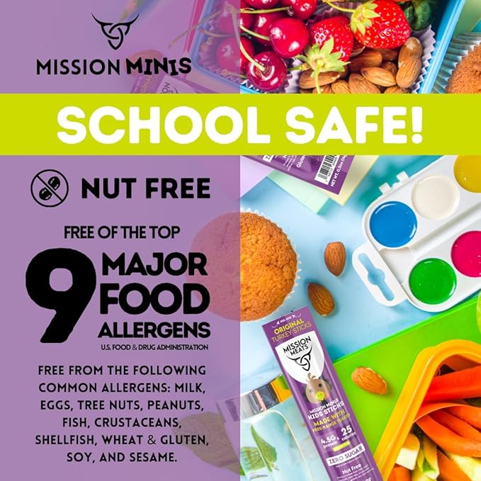 Mission Meats Kids Turkey Sticks – 100% Free Range, Healthy Snacks for Kids, Gluten & Nut Free, 0.5oz, 24 Count (Pack of 1)
