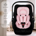 Infant Car Seat Insert for Newborn Girls Boys, Summer Mesh Baby Carseat Head Support with Strap Pads, Soft Reversible Baby Car Seat Insert Cushion Pad for Car Seat, Stroller, Bouncer, Swing, Pink