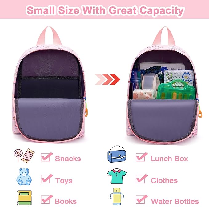 Accmor Toddler Backpack Leash with Anti Lost Wrist Link, Cute Mini Child Walking Harnesses Keep Kids Close Back Pack Rope Tether Rein for Baby Boys (Pink/Unicorn)