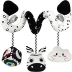 Car Seat Toys for Babies 0-6 Months,Hanging Rattle Toys for Crib Mobile, Baby Spiral Hanging Stroller Black and White High Contrast Toys for Newborn 0 3 6 9 12 Months Baby Boys Girls (Zebra)