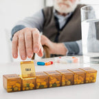 BUG HULL Weekly Pill Organizer Large 2 Packs, Extra Large Travel Pill Organizers, Pill Box 7 Day, Travel Pill Case, Medicine Pill Organizer for Vitamins, Supplements and Medications (Brown+White)