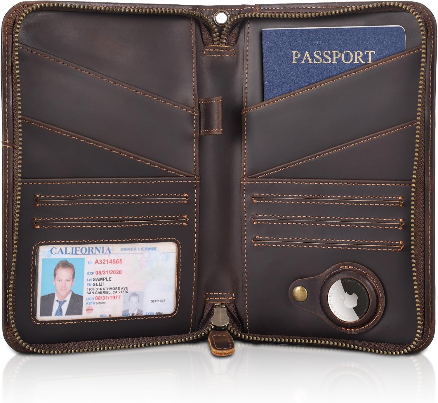 Polare Full Grain Leather Passport Holder Cover Case for Men and Women RFID Blocking Family Travel Wallet Holds 6 Passports