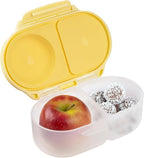 b.box Snack Box Reusable Snack Containers with Lids 2 compartments, Bento Box for kids and toddlers, Leakproof Lunch Box, BPA free and Dishwasher Safe Snack Container (Lemon Twist, 1 3/4 Cup)