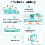 Collapsible Baby Bathtub for Newborn with Thermometer & 1 Soft Floating Cushion & Drain Hole, Foldable & Portable Travel Baby Bath Tub for Newborns to Toddlers 0-36 Months Boys, Cyan