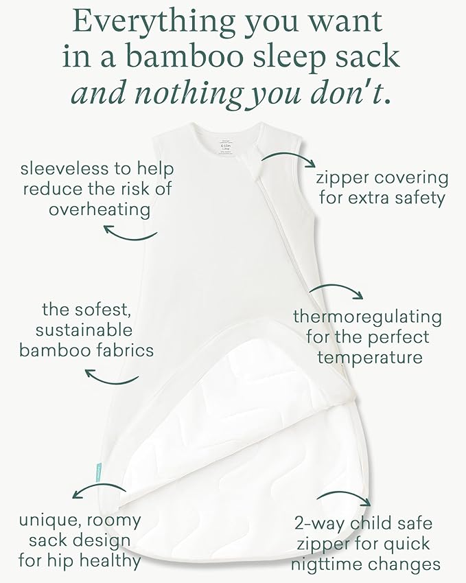 Supersoft Sleep Sack 1.0 TOG, Premium Bamboo Viscose Baby Sleeping Bag 2-Way Zipper Sleep Sack Baby Wearable Blanket