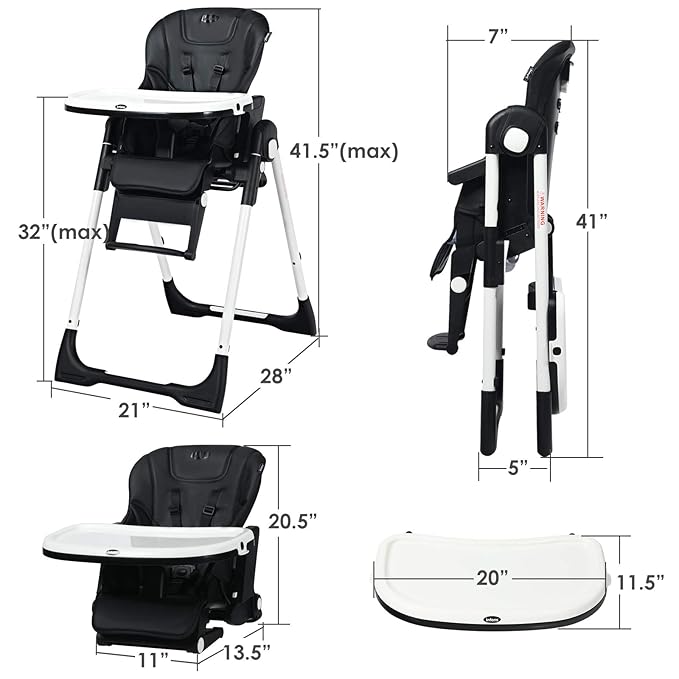 INFANS 4 in 1 High Chair–Booster Seat, Convertible Highchair w/Adjustable Height and Recline,Removable Tray,DetachableCushion, Installation-Free,Simple Fold for Baby, Infant& Toddler