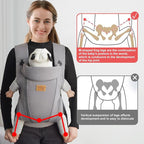 New Upgrade Ergonomic Baby Carrier Newborn Toddler Wrap Carrier,Hands Free Baby Sitting Sling,Breathable,Perfect for Infants/Chest Sling for Babies Shower Gift (Striped Dark Grey, Upgrade-with Belt)