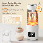 Portable Bottle Warmer for Travel, Detachable Baby Bottle Warmer Portable for Breastmilk Formula, Fast Heating & Long time Temp Keep, Rechargeable, Healthy for Baby on Journey, Car, Airplane