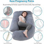 Pregnancy Pillow J-Shaped Full Body Pillow, 59 inch with Velvet Cover Easy to Remove and Wash, Support Pregnant Women's Backs Legs and HIPS, Improve Sleep,Pregnancy Pillow for Women ，Gray