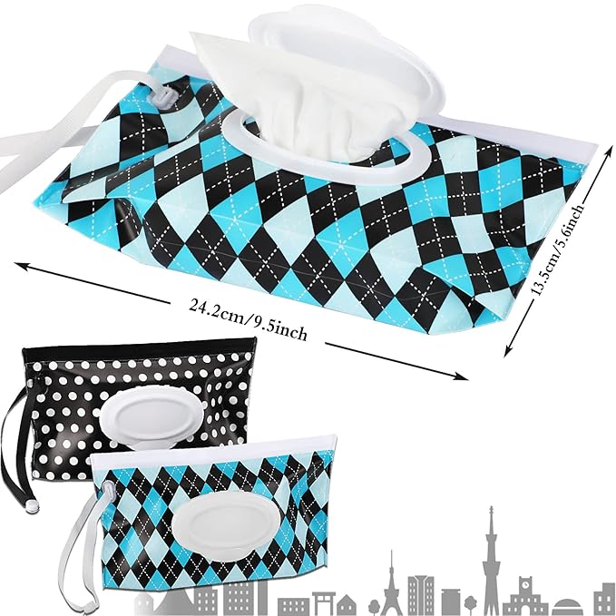 FEBSNOW 2 Pack Baby Wipes Dispenser, Portable Wipe Holder Container, Reusable Wet Wipes Pouch, Lightweight Travel Wipes Case