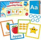 Toddler Learning Flash Cards, 60 PCS Double Sides Flashcards for Alphabets, Numbers, Colors, Shapes, Sight Words, Baby Cognitive Flashcards for Kids, Preschool Kindergarten Learning Activities
