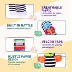 4-Piece Baby Wrist Rattle & Foot Finder Socks - Animal Rattle, Cartoon Design, 0-24 Months