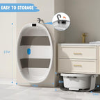 Collapsible Baby Bathtub, 3s to Install, Baby Bath Tub with Soft Cushion & Thermometer, 0-36 Months Newborn Bathtub, Portable Travel Baby Tub, Grey