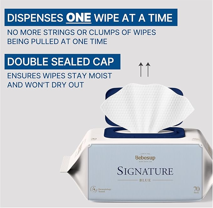 BEBESUP- Korea’s Four Palaces Edition - Hypoallergenic Water-based Unscented Alcohol-Free Ultra-Thick Super Seed Extracts Organic Plant-Based -Top 560 Count (8 Packs)