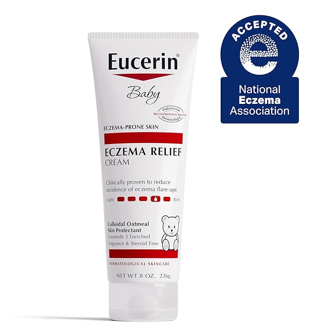 Eucerin Baby Eczema Relief Body Cream, Fragrance Free Baby Eczema Cream with Colloidal Oatmeal, Ceramide-3 and Licorice Root Extract, 8 Oz Tube