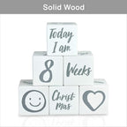 I'm Solid Wood Weekly Monthly Yearly Baby Milestone Age Blocks, Gender Neutral, Newborn Gifts & Keepsakes for Picture Props (6 Pcs/White)