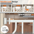 TSAYAWA Extra Wide Walk Through Baby Gate with Door,67-71.5 Inch Wide Presure Mounted No Drill Metal Auto Close Child Gate for Stair Doorway - Indoor Outdoor Safty Gate for Toddler Dog Doggie, White