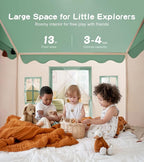 Play Tent with Mat, Star Light Large Kids Playhouse with Windows Easy to Wash, Indoor and Outdoor Play Tents for Kids, Little Dove Toys for Girls, Boys, 47x40x52 (Green Playhouse, Large Size)